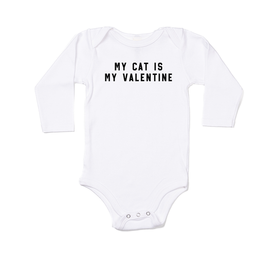 My Cat Is My Valentine (Black) - Bodysuit (White, Long Sleeve)