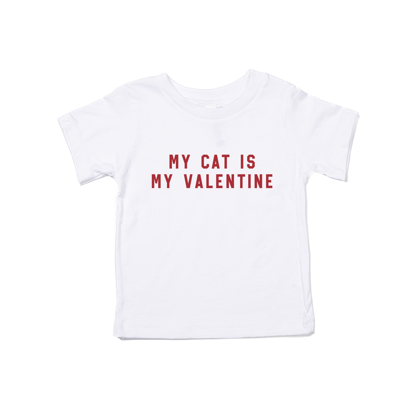 My Cat Is My Valentine (Red) - Kids Tee (White)