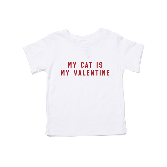 My Cat Is My Valentine (Red) - Kids Tee (White)