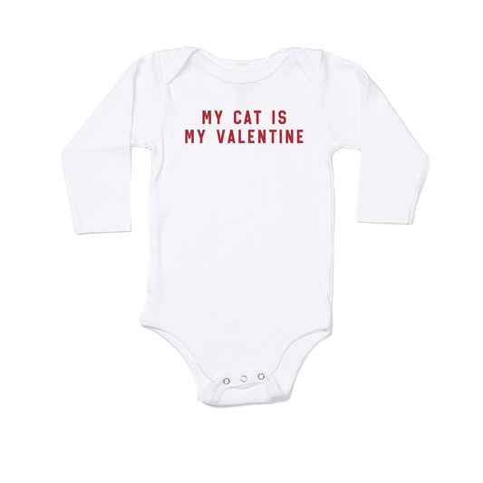 My Cat Is My Valentine (Red) - Bodysuit (White, Long Sleeve)