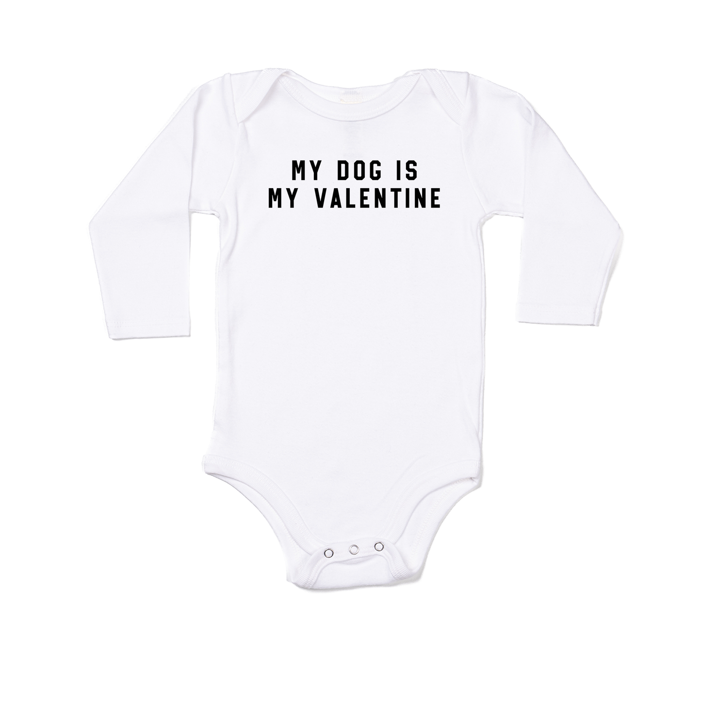 My Dog Is My Valentine (Black) - Bodysuit (White, Long Sleeve)