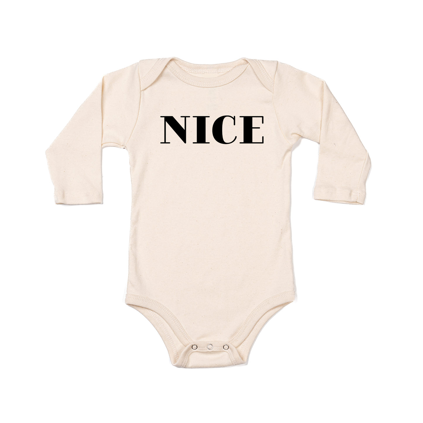 NICE (Version 1, Black) - Bodysuit (Natural, Long Sleeve)