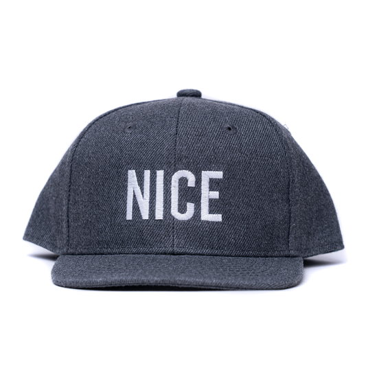NICE (White) - Kids Trucker Hat (Heather Charcoal)