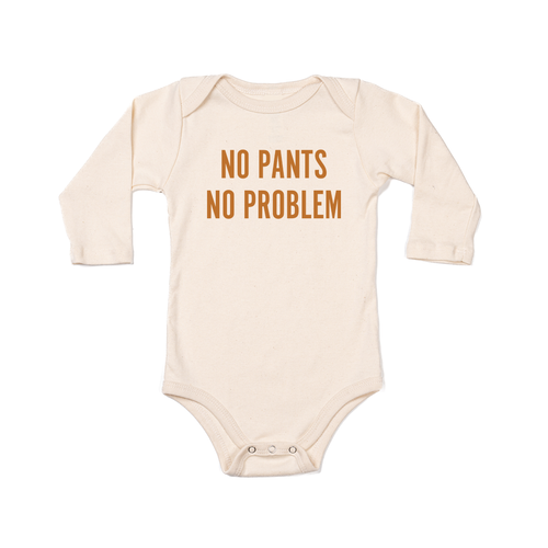 NO PANTS NO PROBLEM (Camel) - Bodysuit (Natural, Long Sleeve)