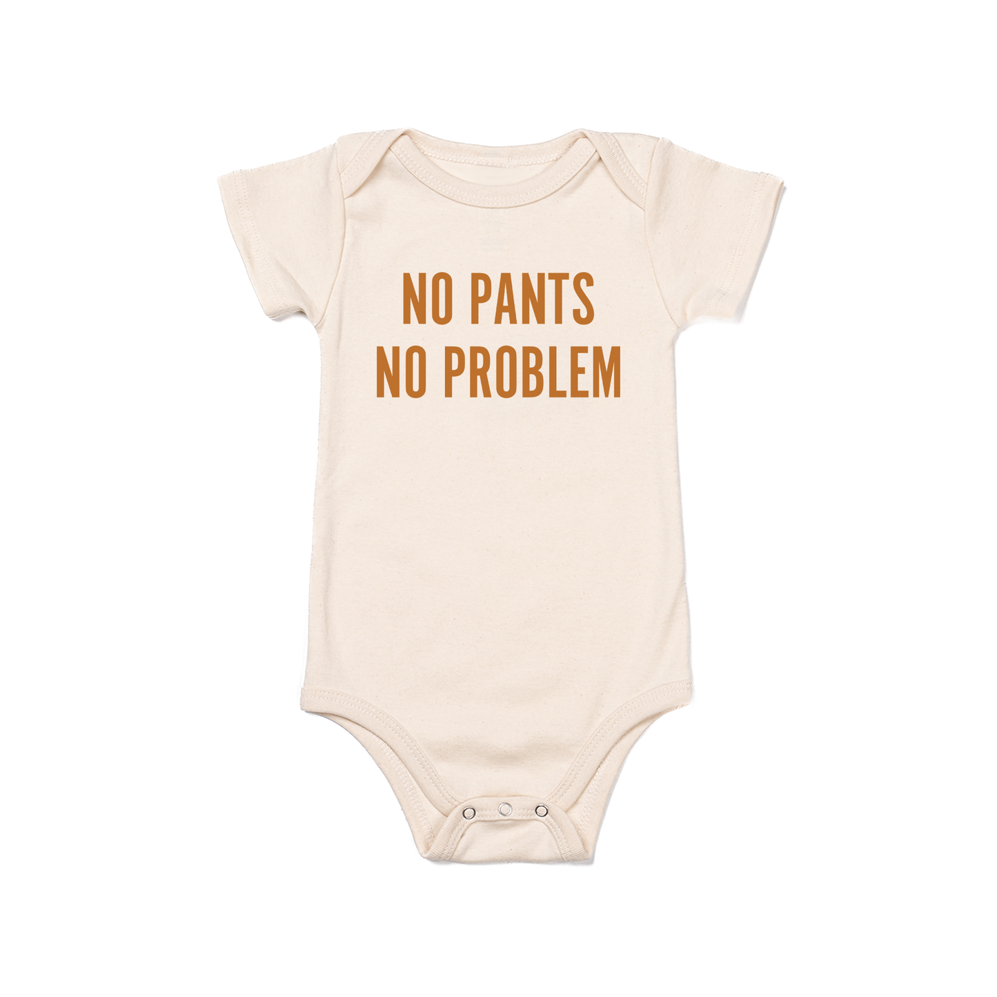 NO PANTS NO PROBLEM (Camel) - Bodysuit (Natural, Short Sleeve)