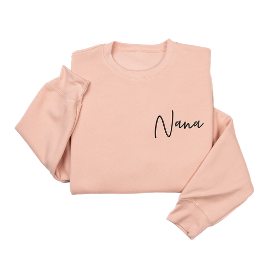 Nana (Brook Script, Black) - Embroidered Sweatshirt (Peach)