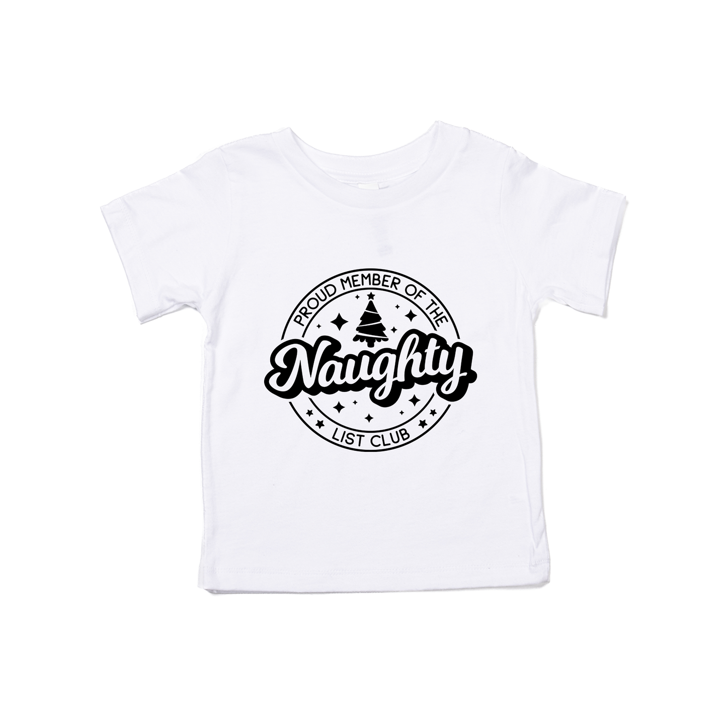 Naughty List Club (Black) - Kids Tee (White)