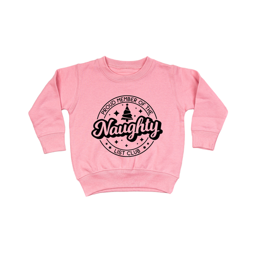 Naughty List Club (Black) - Kids Sweatshirt (Pink)