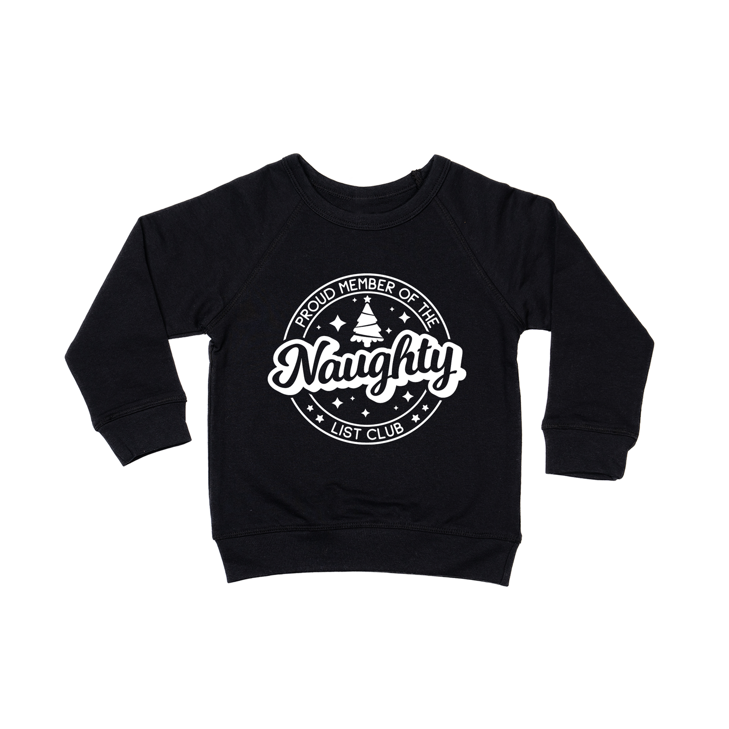 Naughty List Club (White) - Kids Sweatshirt (Black)