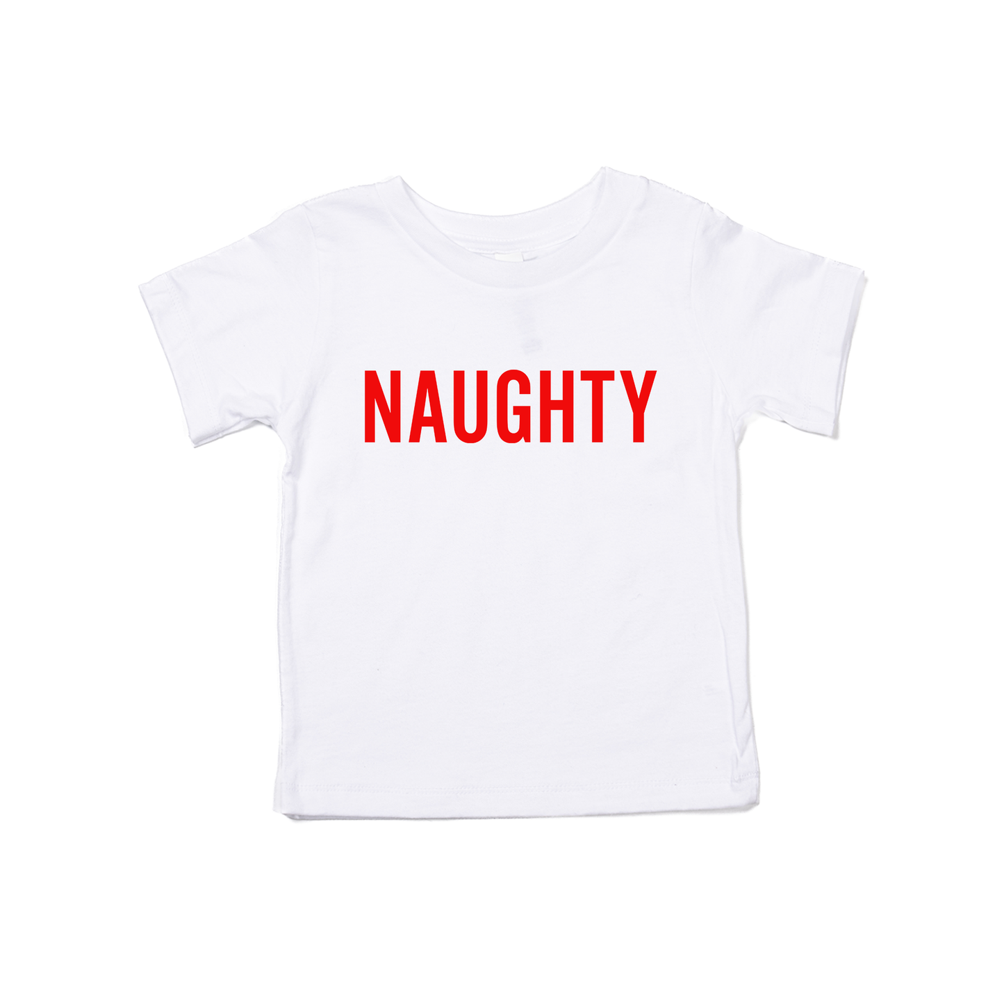 Naughty (Version 2, Red) - Kids Tee (White)