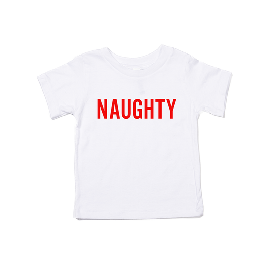 Naughty (Version 2, Red) - Kids Tee (White)