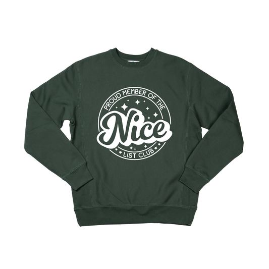 Nice List Club (White) - Heavyweight Sweatshirt (Pine)
