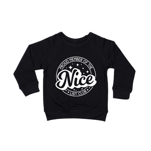Nice List Club (White) - Kids Sweatshirt (Black)