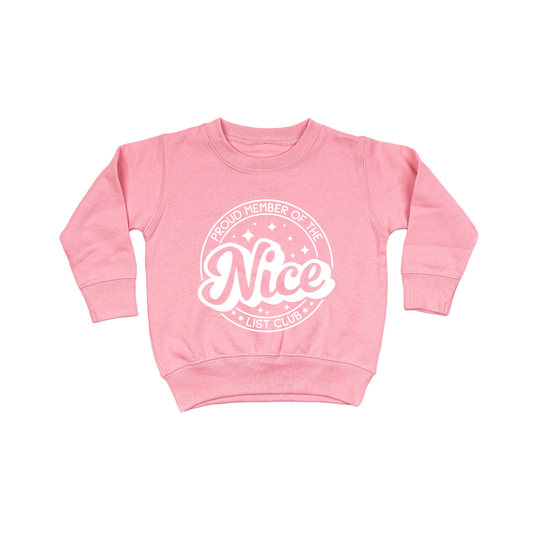 Nice List Club (White) - Kids Sweatshirt (Pink)