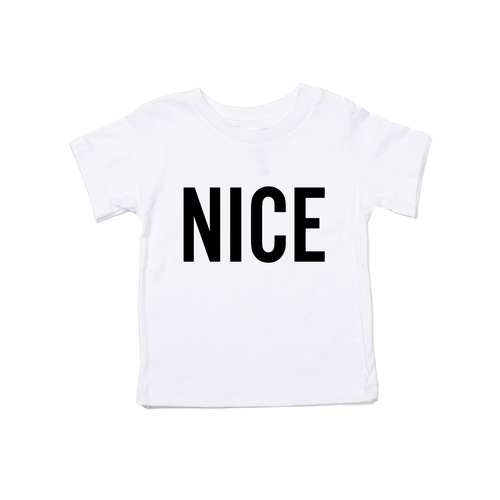 Nice (Version 2, Black) - Kids Tee (White)
