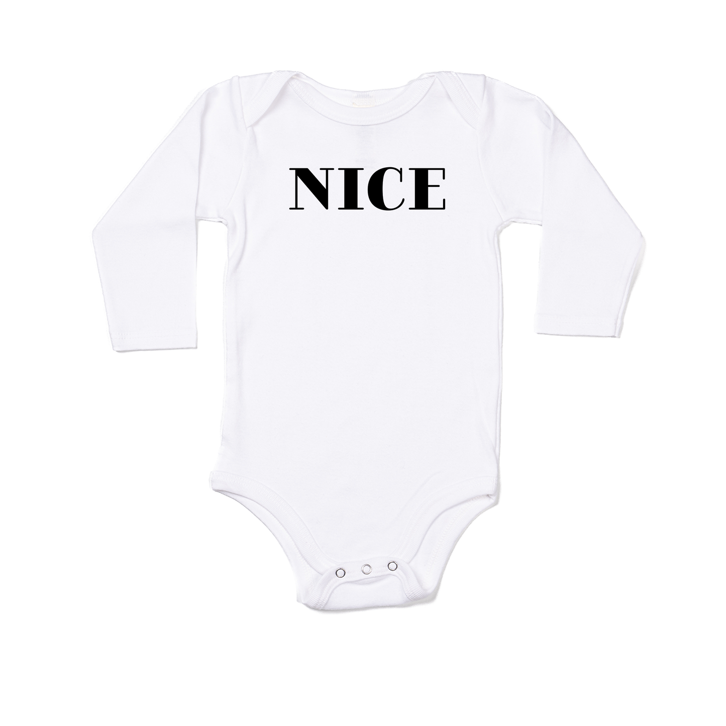 NICE (Version 1, Black) - Bodysuit (White, Long Sleeve)