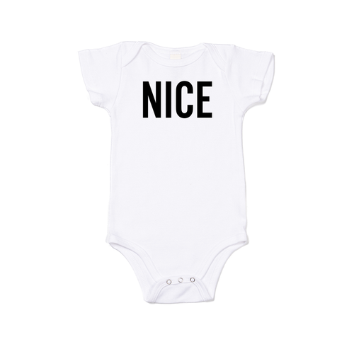 Nice (Version 2, Black) - Bodysuit (White, Short Sleeve)