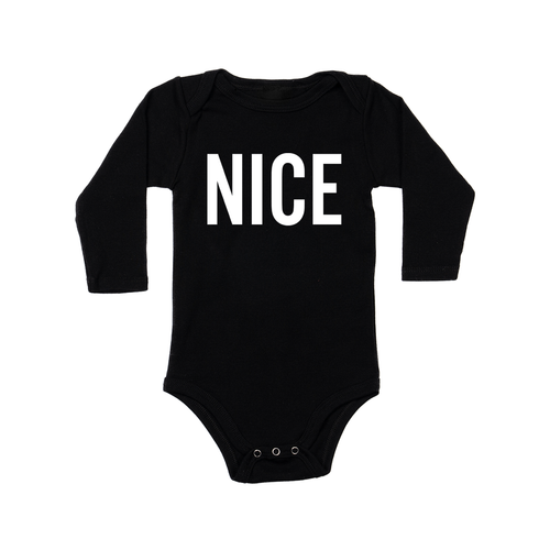 Nice (Version 2, White) - Bodysuit (Black, Long Sleeve)