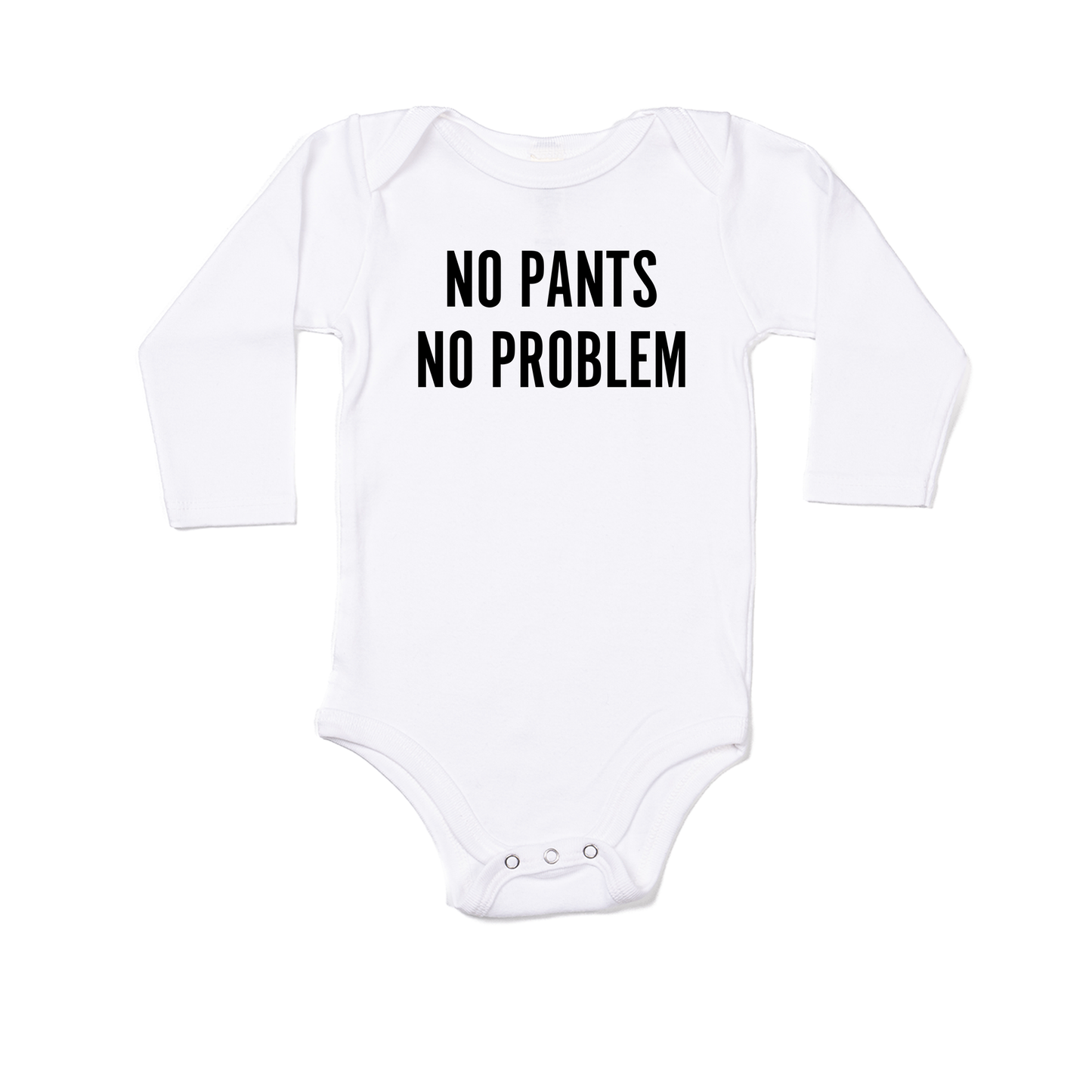 NO PANTS NO PROBLEM (Black) - Bodysuit (White, Long Sleeve)