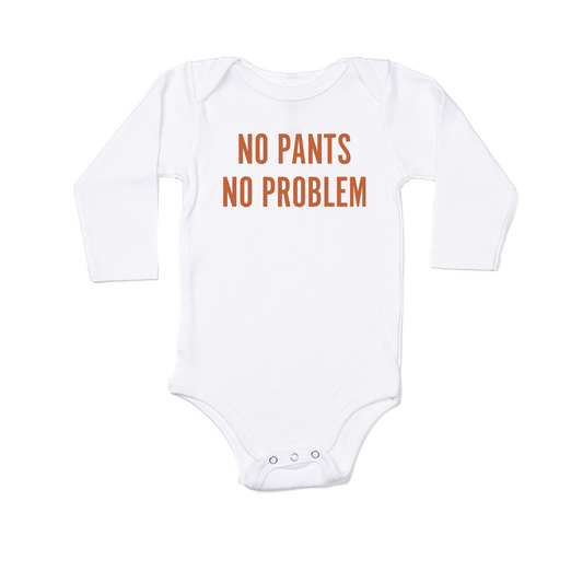 NO PANTS NO PROBLEM (Rust) - Bodysuit (White, Long Sleeve)