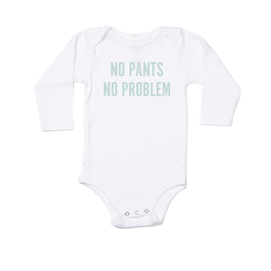 NO PANTS NO PROBLEM (Sky) - Bodysuit (White, Long Sleeve)