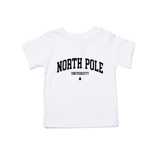 North Pole University (Black) - Kids Tee (White)