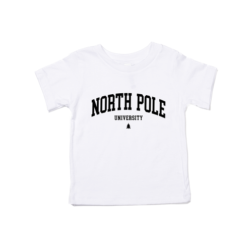 North Pole University (Black) - Kids Tee (White)