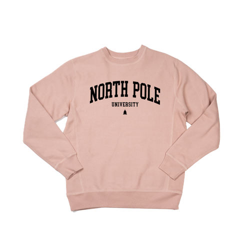 North Pole University (Black) - Heavyweight Sweatshirt (Dusty Rose)