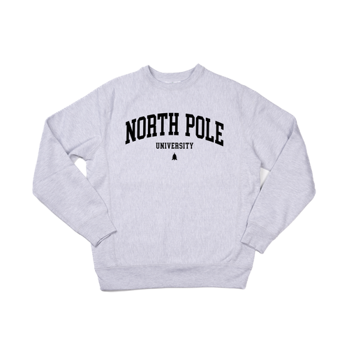 North Pole University (Black) - Heavyweight Sweatshirt (Heather Gray)