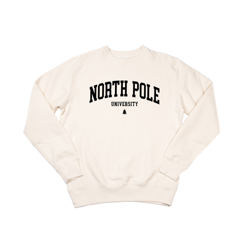 North Pole University (Black) - Heavyweight Sweatshirt (Natural)