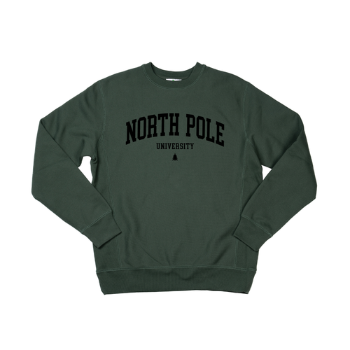North Pole University (Black) - Heavyweight Sweatshirt (Pine)