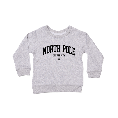 North Pole University (Black) - Kids Sweatshirt (Heather Gray)