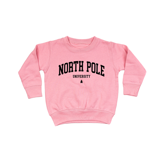 North Pole University (Black) - Kids Sweatshirt (Pink)