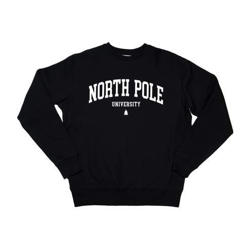North Pole University (White) - Heavyweight Sweatshirt (Black)