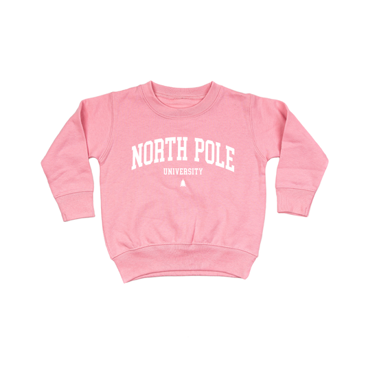 North Pole University (White) - Kids Sweatshirt (Pink)
