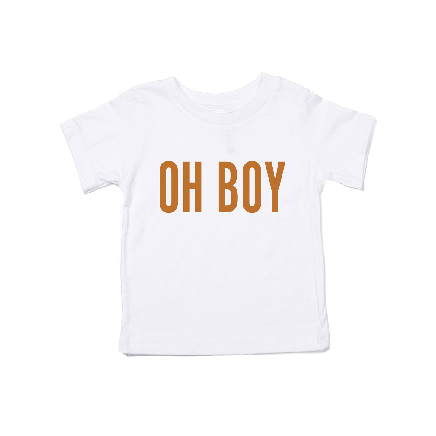 OH BOY (Camel) - Kids Tee (White)