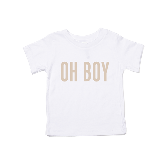 OH BOY (Stone) - Kids Tee (White)