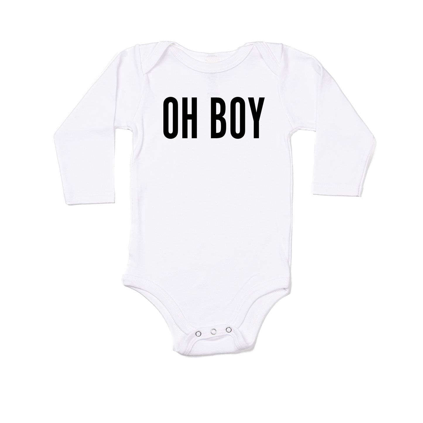 OH BOY (Black) - Bodysuit (White, Long Sleeve)