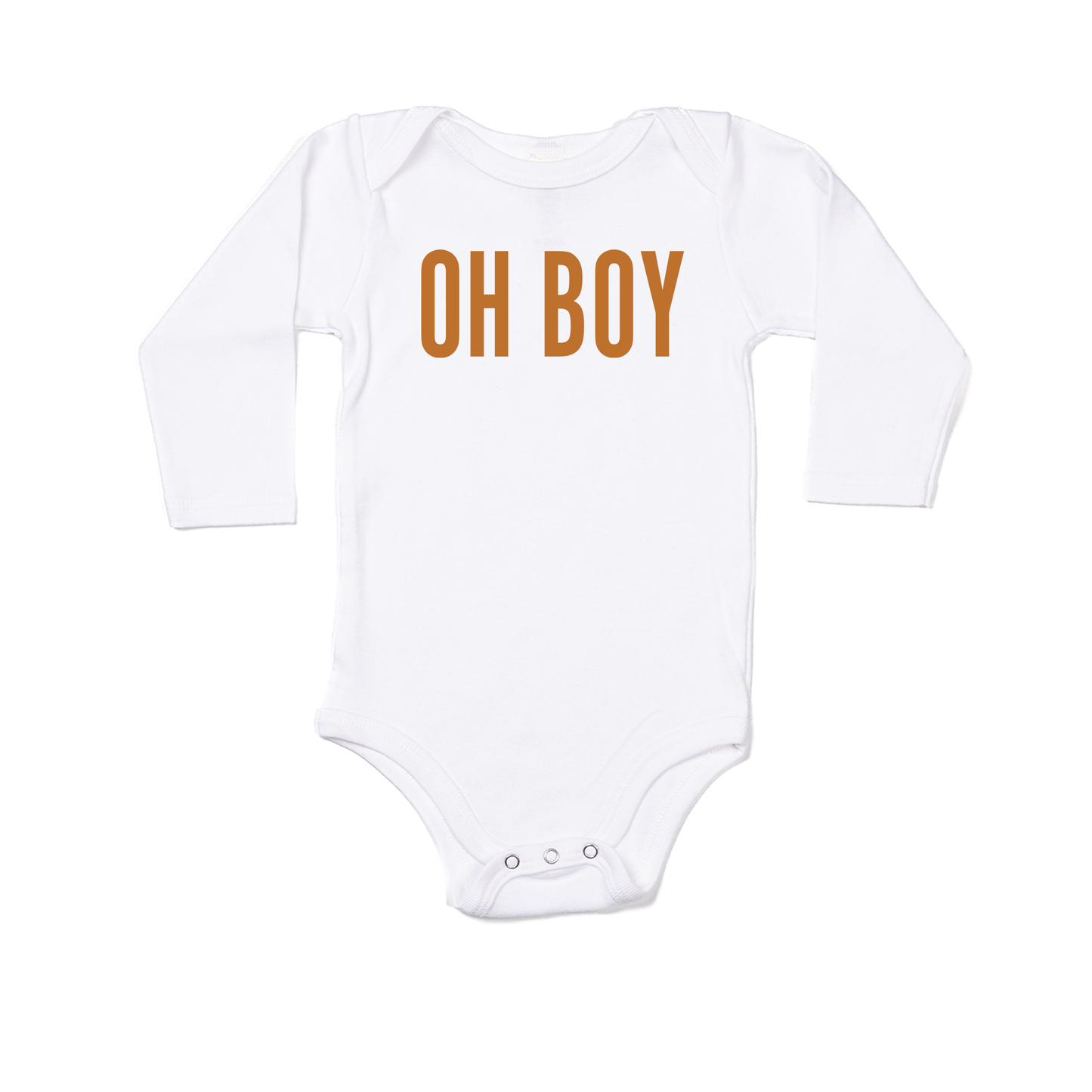 OH BOY (Camel) - Bodysuit (White, Long Sleeve)