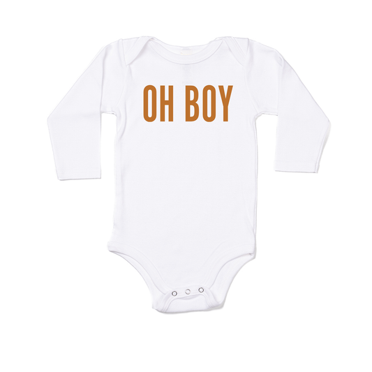 OH BOY (Camel) - Bodysuit (White, Long Sleeve)