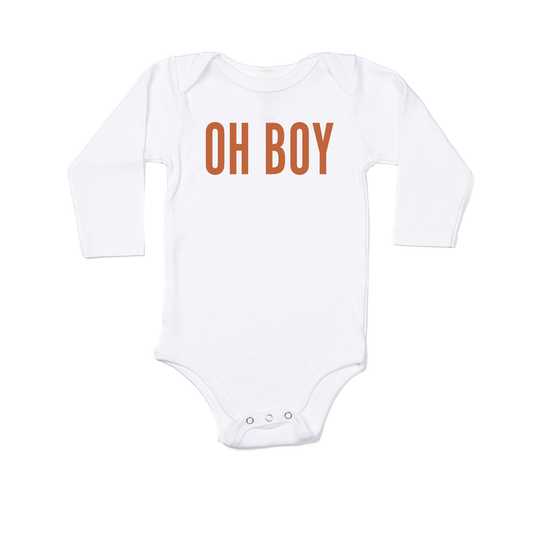 OH BOY (Rust) - Bodysuit (White, Long Sleeve)