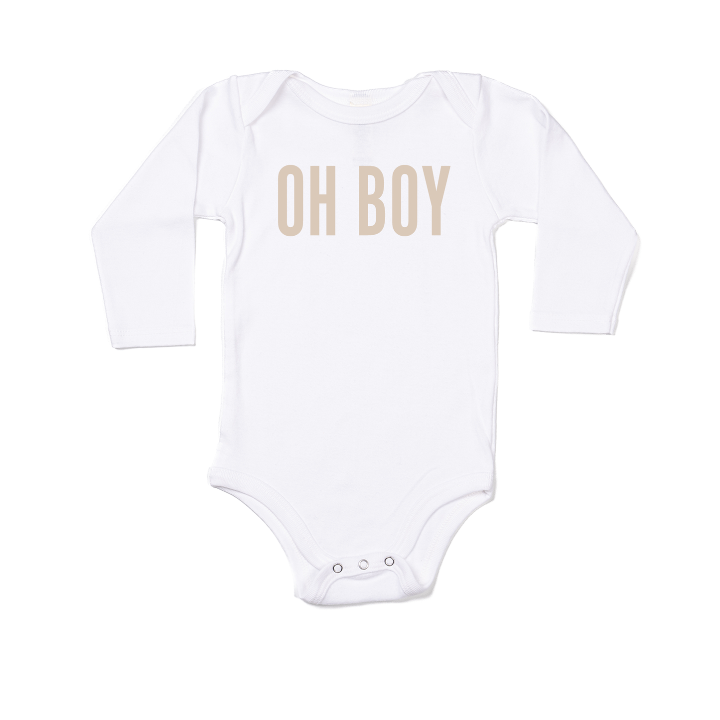 OH BOY (Stone) - Bodysuit (White, Long Sleeve)