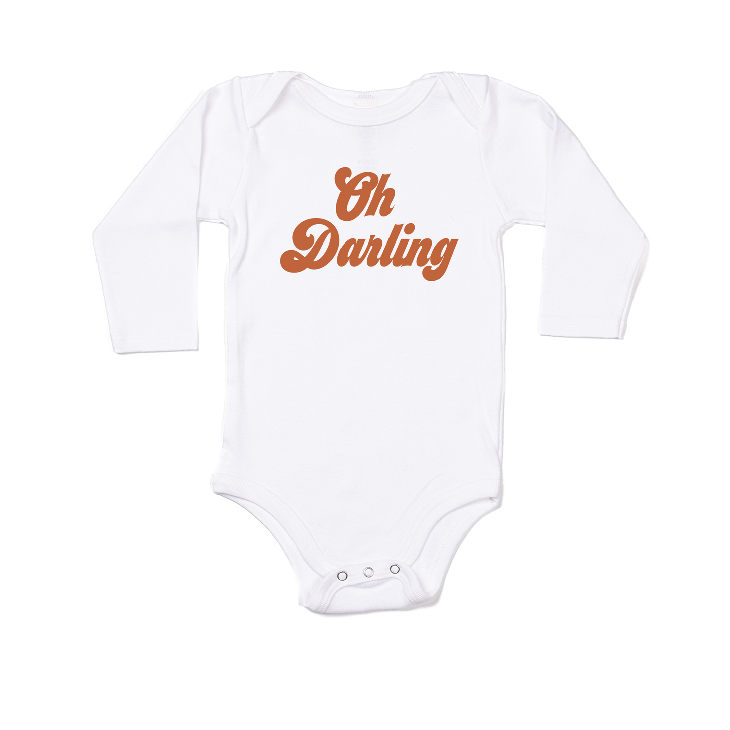 Oh Darling (Rust) - Bodysuit (White, Long Sleeve)