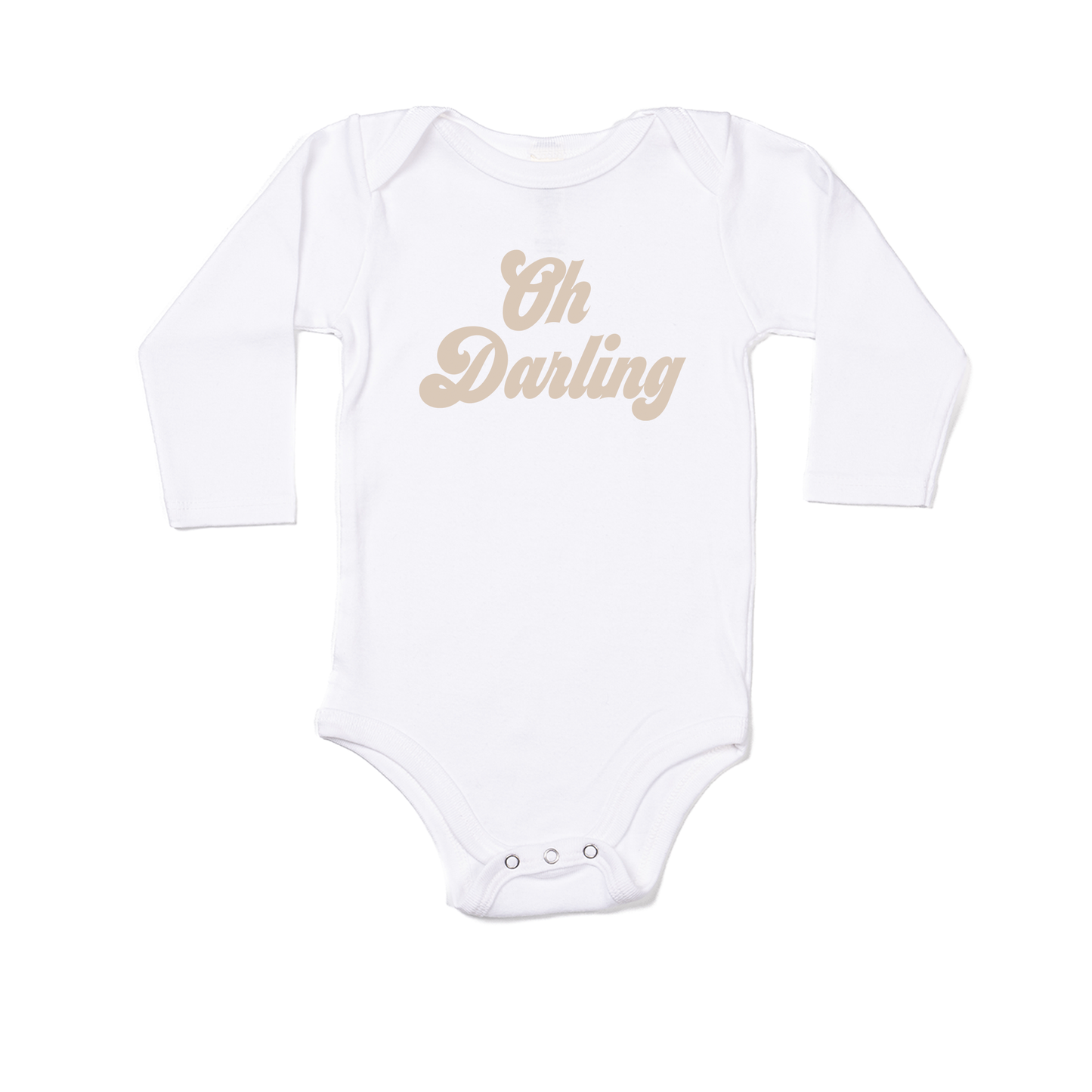 Oh Darling (Stone) - Bodysuit (White, Long Sleeve)