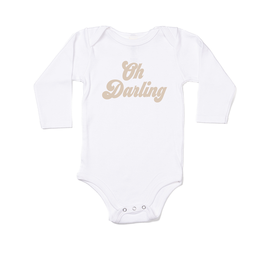 Oh Darling (Stone) - Bodysuit (White, Long Sleeve)