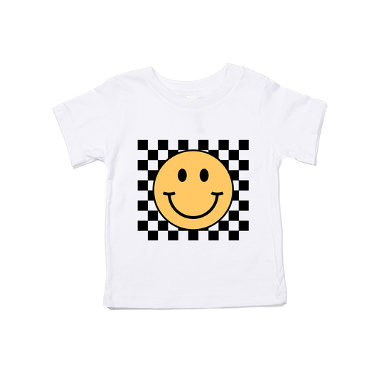 Old School Checkered Smiley - Kids Tee (White)