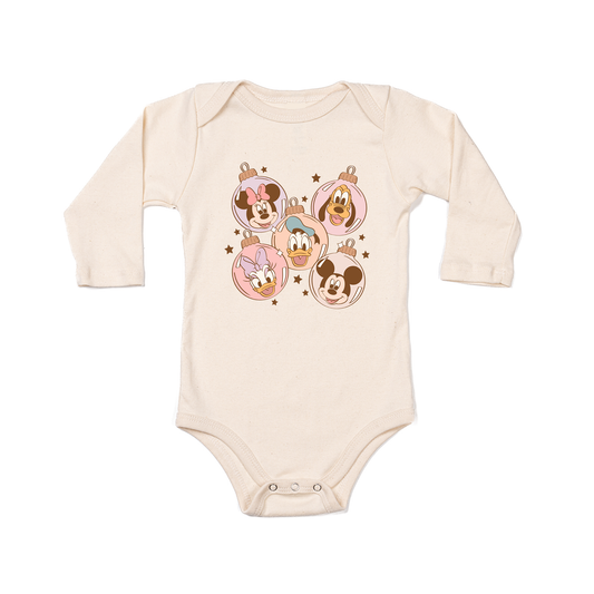 Ornament Friends (Pink) - Bodysuit (Natural, Long Sleeve)