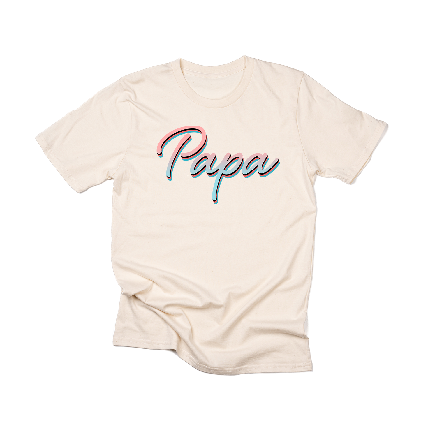 Papa (90's Inspired, Pink/Blue) - Tee (Natural)