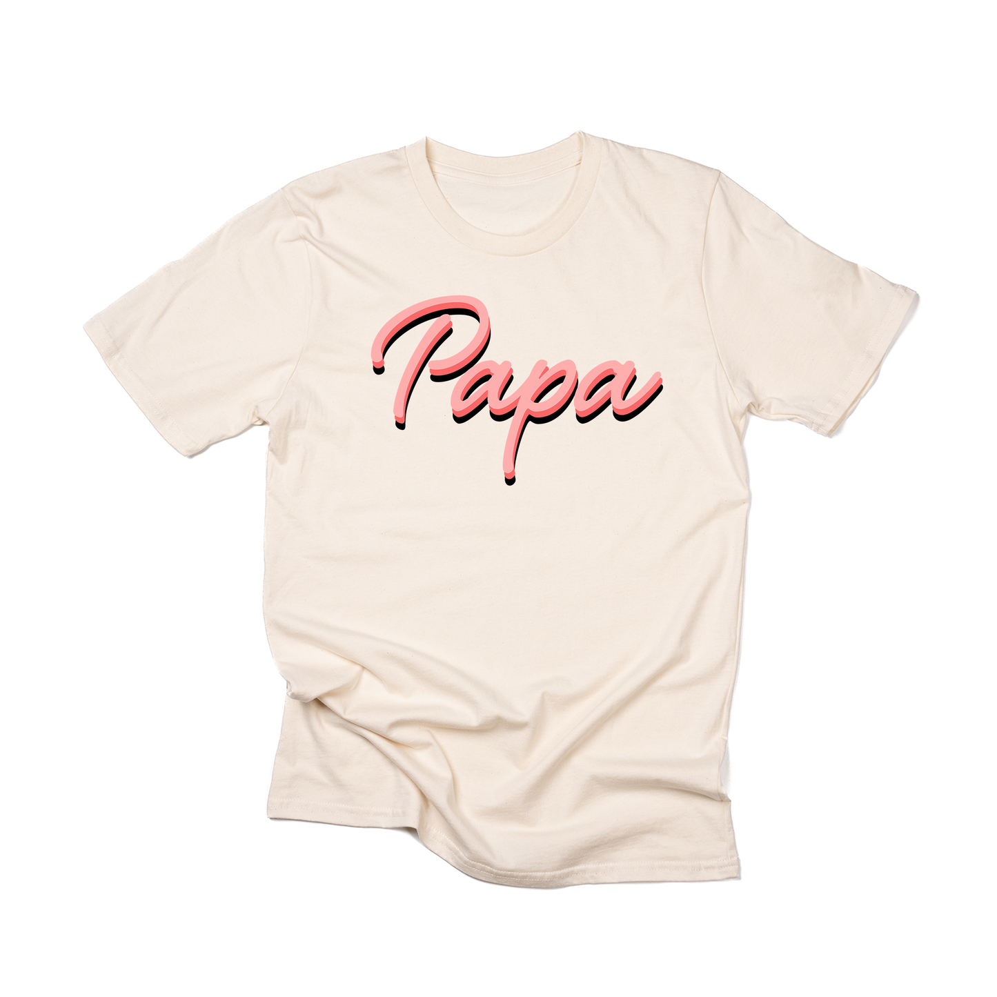 Papa (90's Inspired, Pink) - Tee (Natural)