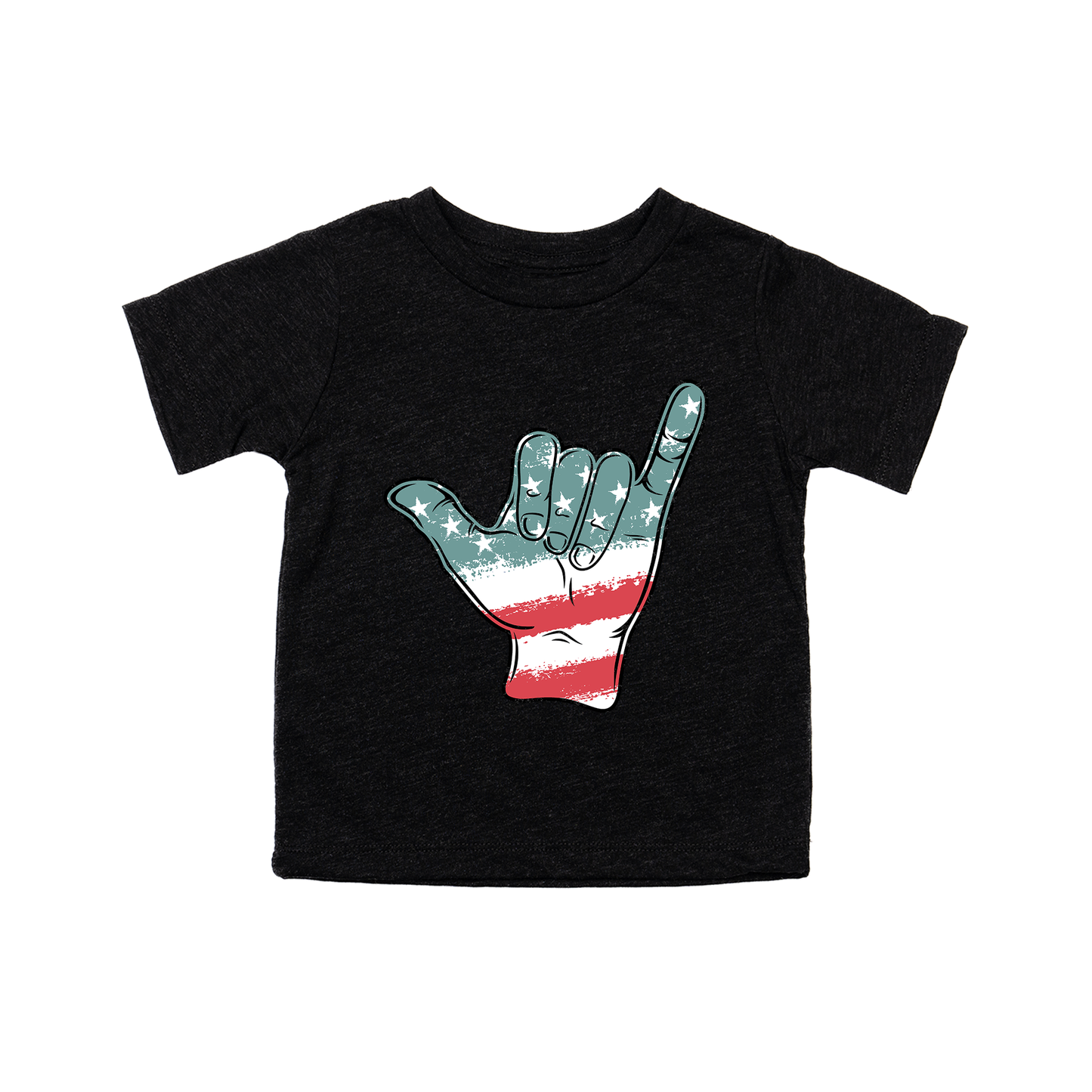 Patriotic Hang Loose - Kids Tee (Charcoal Black)